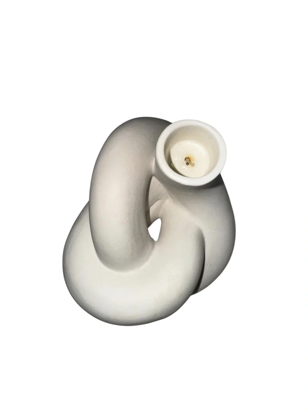 Modern White Ceramic Knot Candelabra